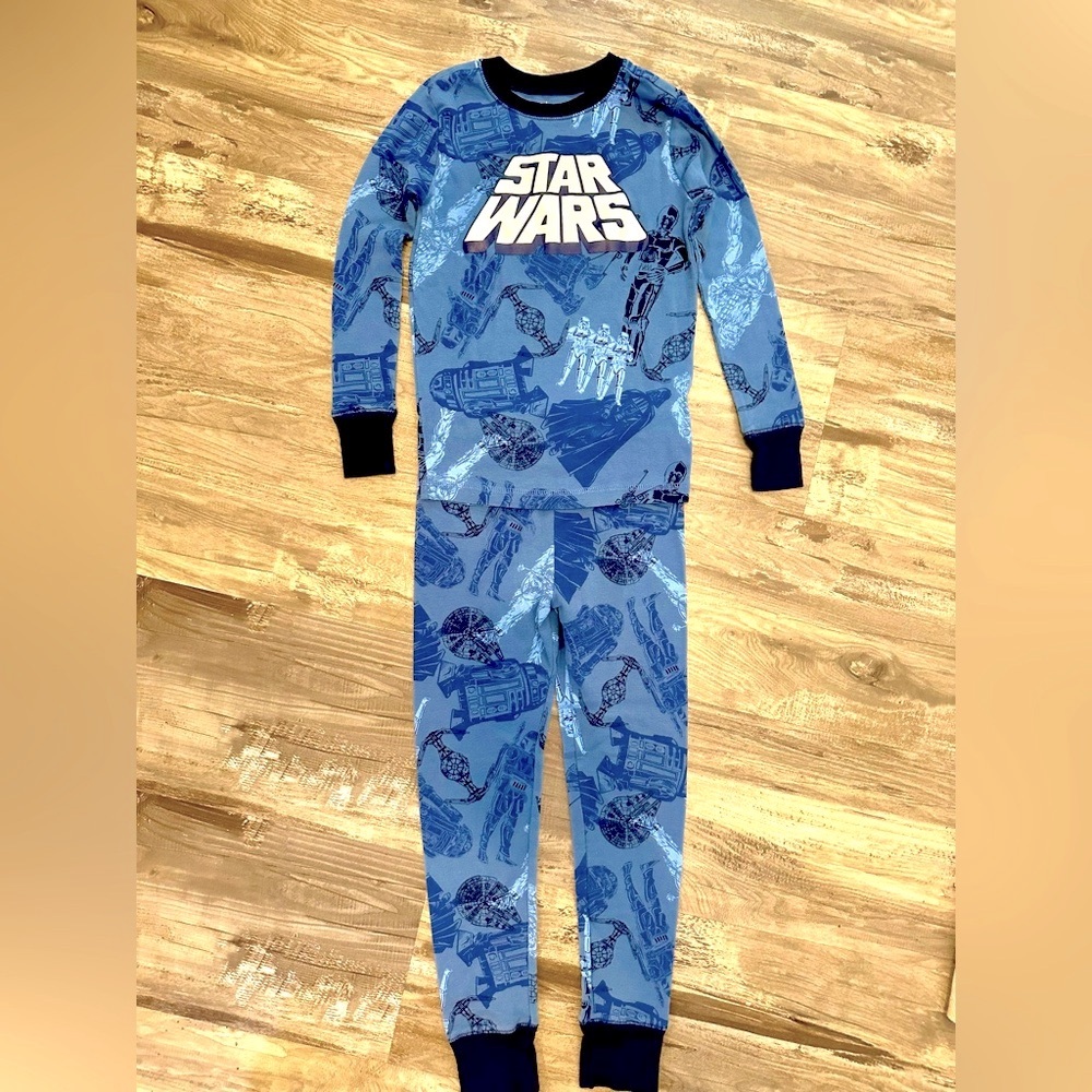 Gap kids Star Wars long pants top boys girls pajama set blue sz 8 2 pcs EUC